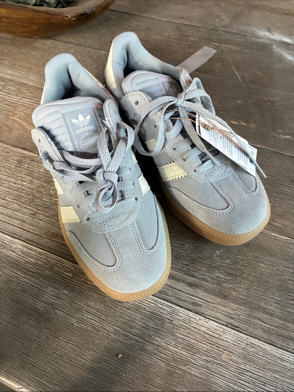 adidas Gray Suede Low-Top Sneakers with Gum Sole Samba